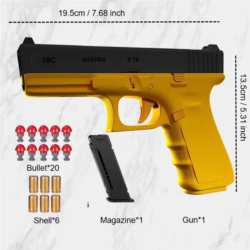 G18 Airsoft Pistol CS Shooting Weapons Gun Toy Shell Ejection Soft Bullet Toy Gun For Teen Boys (Continuous Emission)