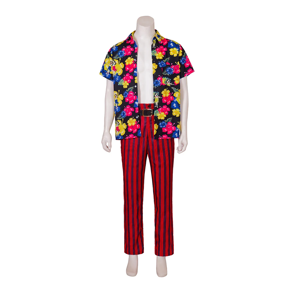 Fantasia de Cosplay do Ace Ventura, Conjunto Completo de Camisa, Calças e Cinto para Homens, Fantasia de Carnaval de Halloween