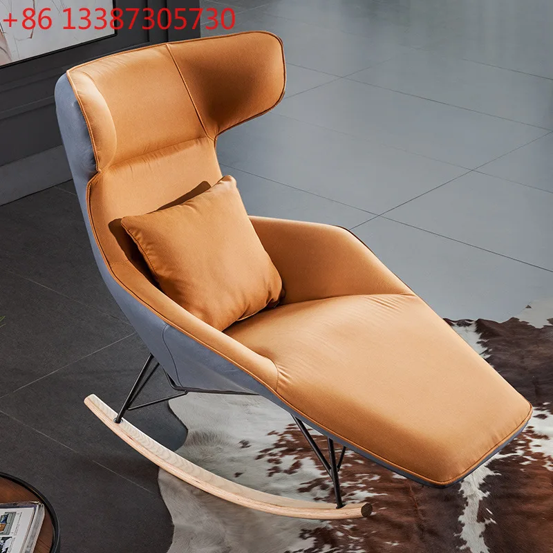 

Nordic single sofa chair living room leather art designer creative recliner