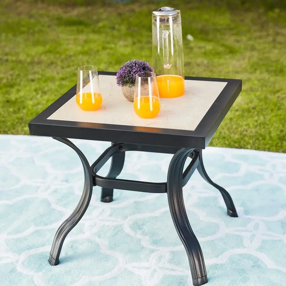 

21 Square Metal Outdoor Patio Side Table with Steel Legs (20.9x20.9x19.7H)