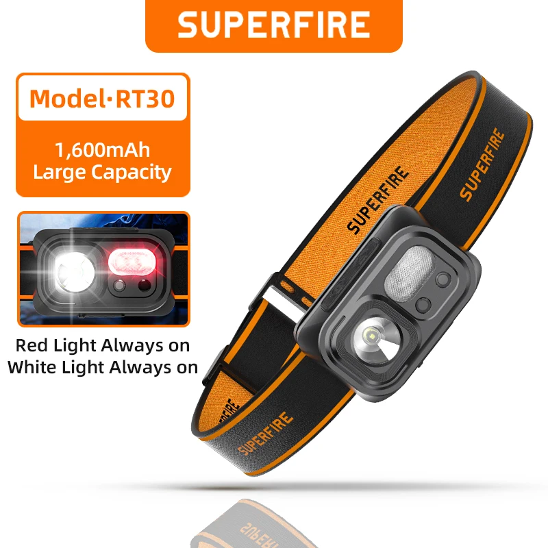 superfire rt30 mini farol led cabeca de inducao lanterna cob tipo c recarregavel acampamento com luz vermelha branca 01