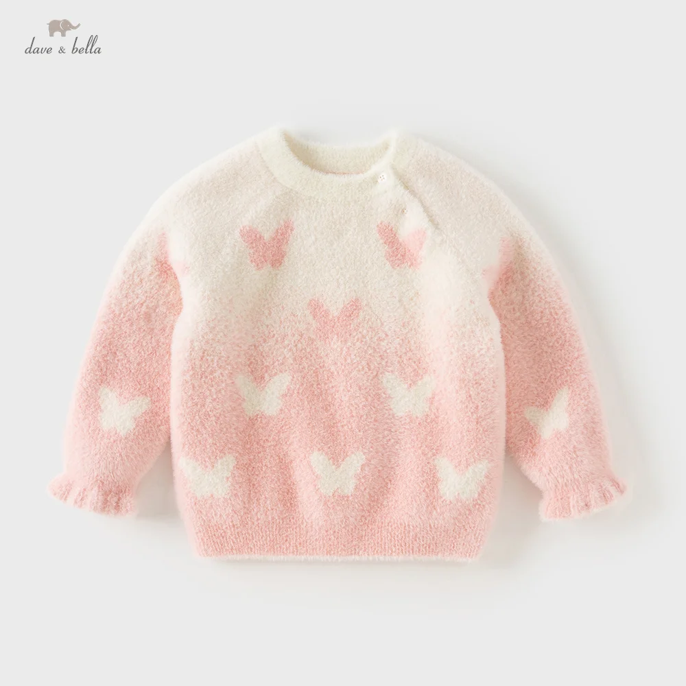

Dave Bella Girls Sweater Autumn Winter Kids Plush Knitted Pullover Casual Top Long Sleeve Outerwear Baby Thick Clothes DB4254025
