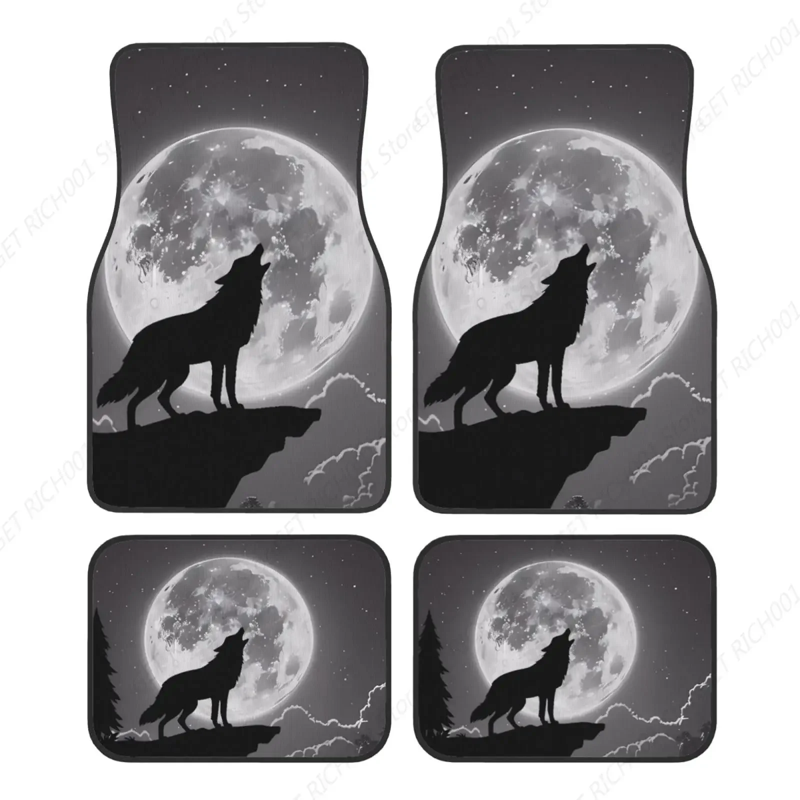 

Pintura Lobo Howling Night Moon Alfombra Alfombrillas Para Automóviles, Accesorios Para Automóviles Alfombrillas Lanteras Y Tras