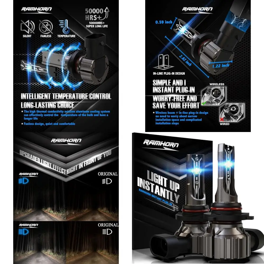 

9005 Light bulbs, 300% brightness Upgraded, 1:1 Mini Size Plug and Play Fog Light Pack of 2