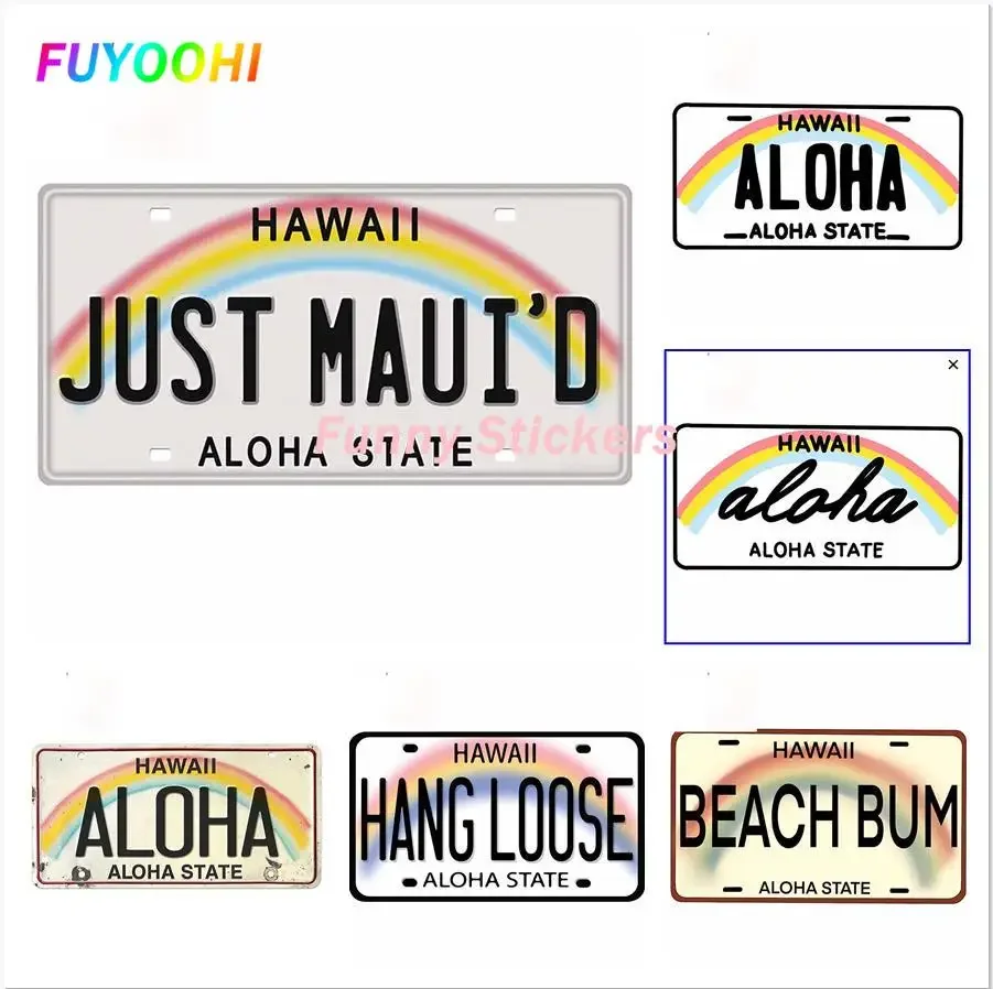 

FUYOOHI Play Stickers Vintage Hawaii License Aloha Trunk Pvc Car Sticker Personality Windshield Decal Refrigerator Graphics