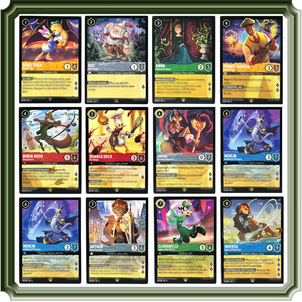 

Легендарные коллекционные карты Lorcana Proxy Chapter 5 EN Mufasa Arthur Merlin Anna Doc Daisy Duck TCG Игровые карты