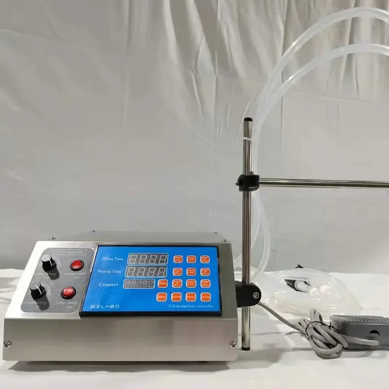 Bomba de diafragma semiautomática de doble cabezal, máquina de llenado de líquidos, Perfume, jugo, aceite esencial, máquina de llenado de líquidos 4L