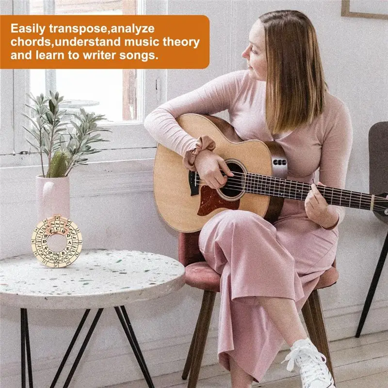 【Supernew】Wooden Melody Tool, Round Circle Of Fifths Wheel Melody Chord Tool Music Transpose Accessories Wooden Chord - view 3