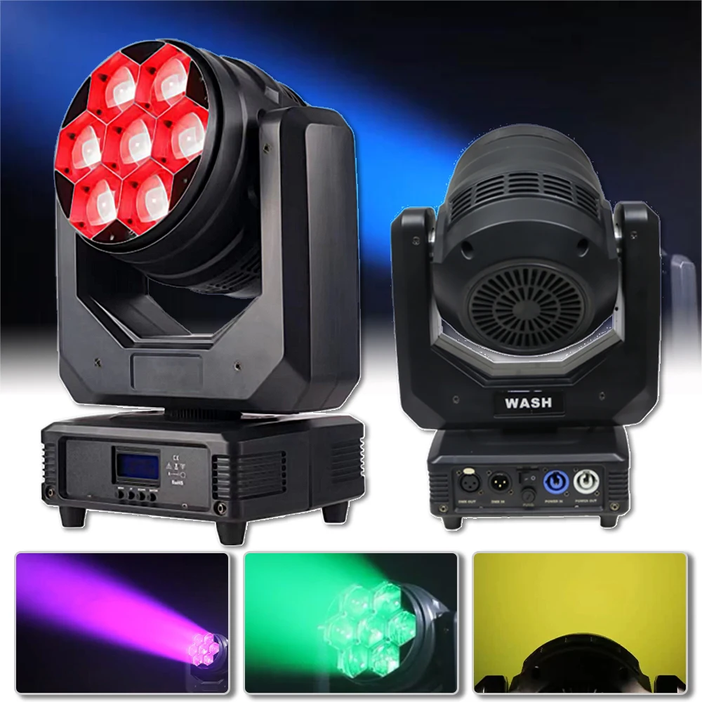 RGBW 7x40w LED Beam Zoom Moving Head Washing Effect Stage Light For Disco Dance Wedding Party Nightclub Profession Equipment