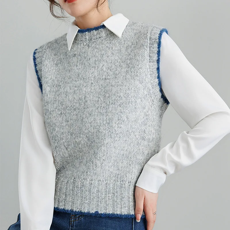 Wool-blend Soft Cozy Sweater Vest 2024 Autumn Winter Women Outfit Old Money Style