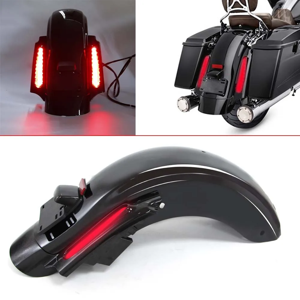 Motorcycle mudguard with lights Rear Fender LED System For Harley Touring Electra Glide Road King CVO 2009-2013