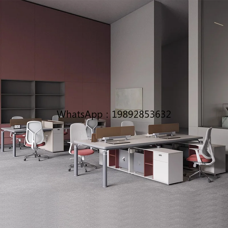 LYY Financial Desk Workstation Partition Employee Desk and Chair Set Card Slot  Four-Person Double-Faced Accounting Office Desk