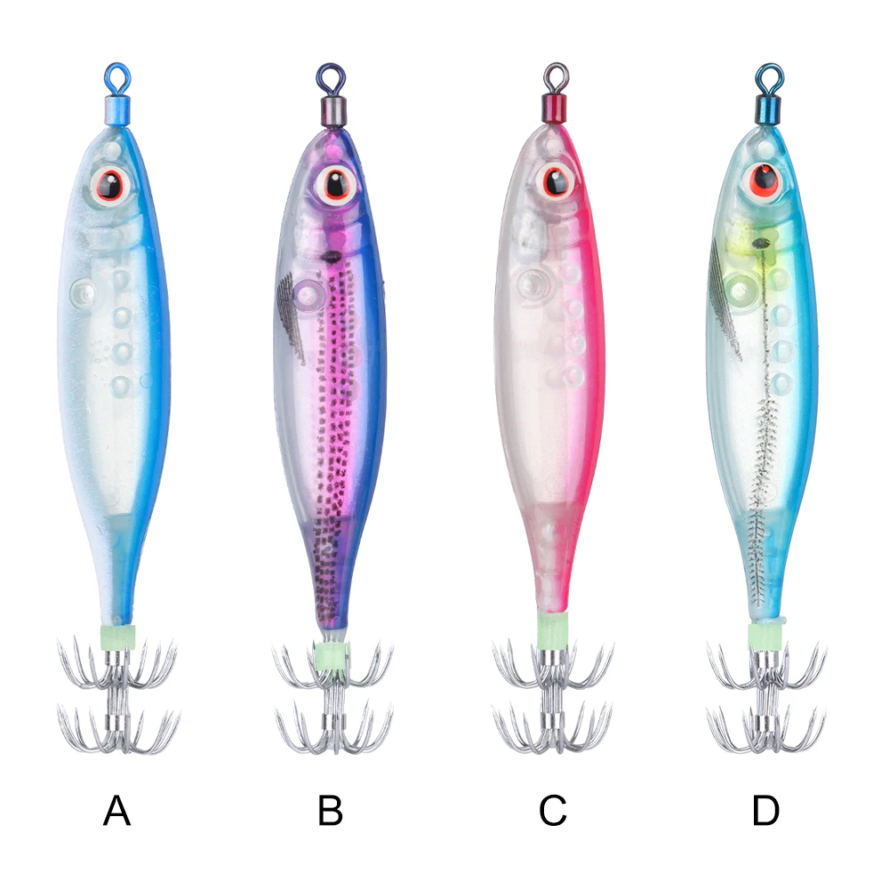 Simulation Jigs Lead Sinker Luminous Octopus Bait Fishing Tackle Wood Shrimp Lures Squid Hook