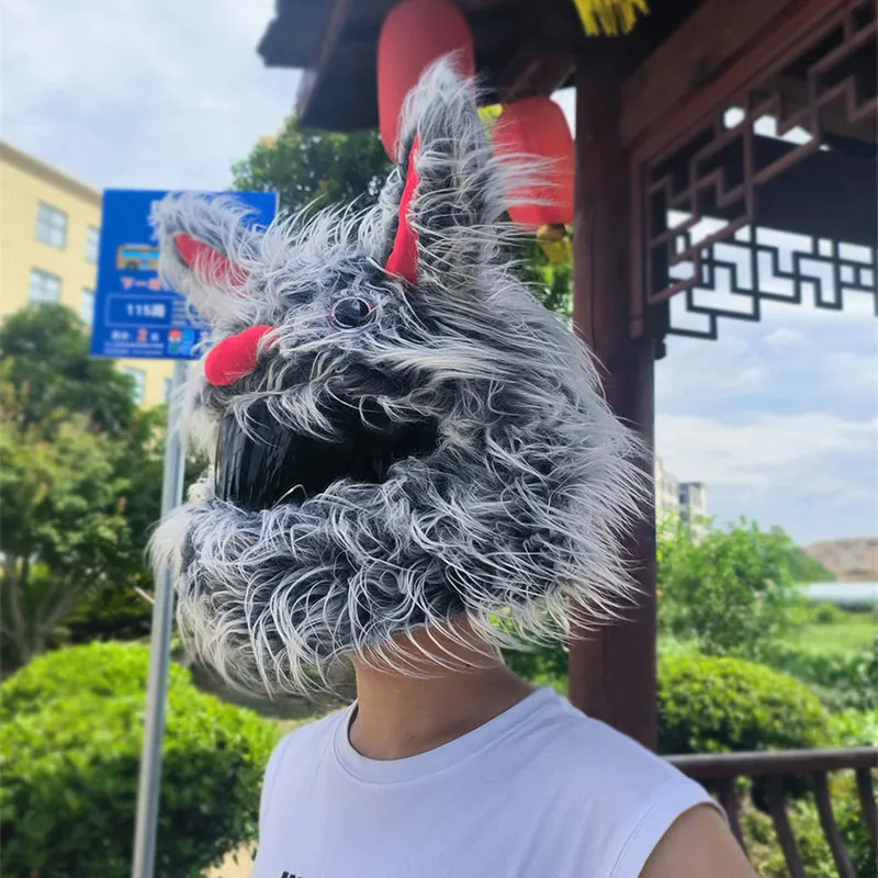 أغطية واقية لخوذة الدراجة النارية ، كرتونية أرنب مضحكة ، جراب وجه كامل ، أمان خاص ، غطاء قطيفة للموتور