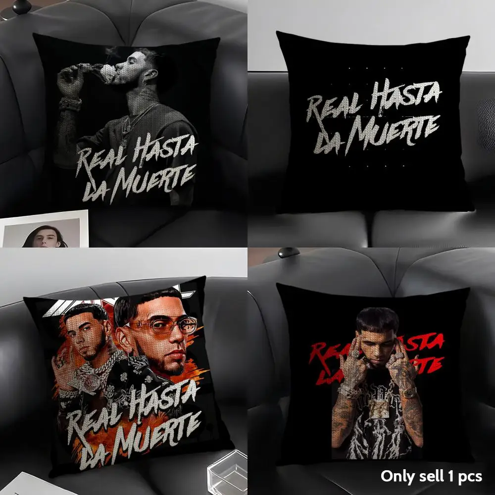 A-Anuel AA Las Leyendas Nunca Mueren, funda de cojín de lino con estampado de doble cara, funda de almohada para sofá, decoración del hogar