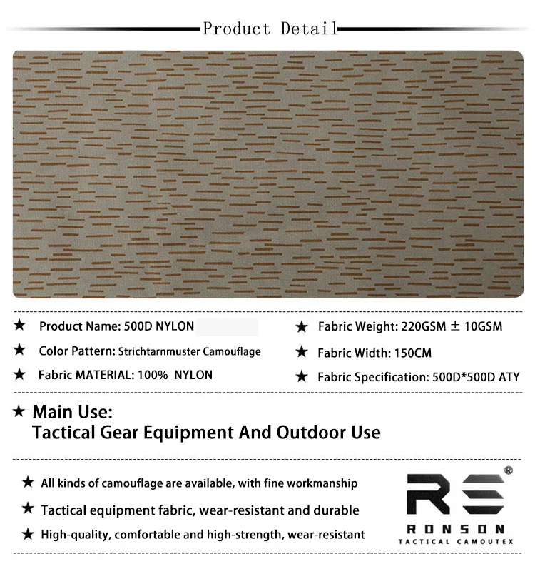Bestseller 500D Nylon Oxford M65 Strichtarn Tarnstoff Taktischer Stoff für Taschen und Westen Auf Lager – Detail 2