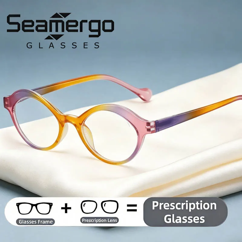 

SEAMERGO 1.56index Women's Customized Glasses for Readers Ultralight Far Sight Eyewear Round Frame Prescription Glasses Men