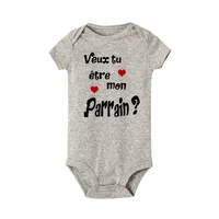 Je vous soyez mon parrain/destin bébé barboteuse demander au parrain baptême vêtements été garçons filles body nouveau-né tenues 8