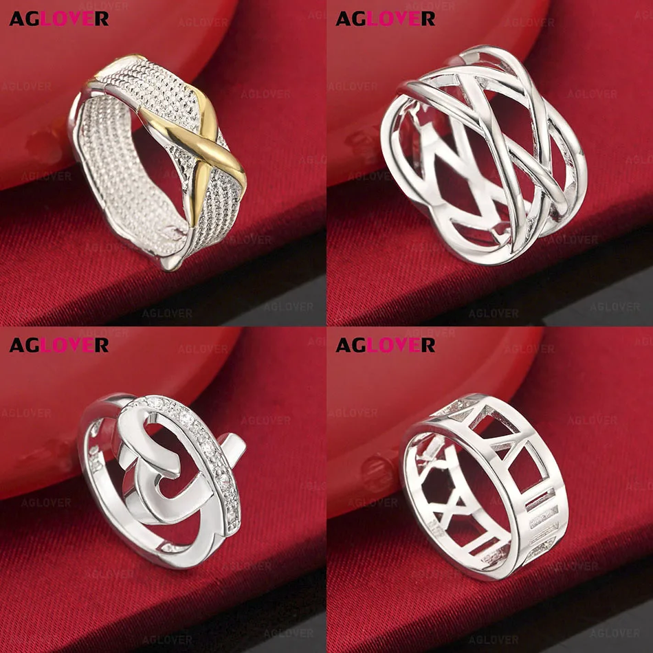 

AGLOVER 925 Sterling Silver Cross Interwoven Ring Ring Feminine Fashion Gift Jewelry