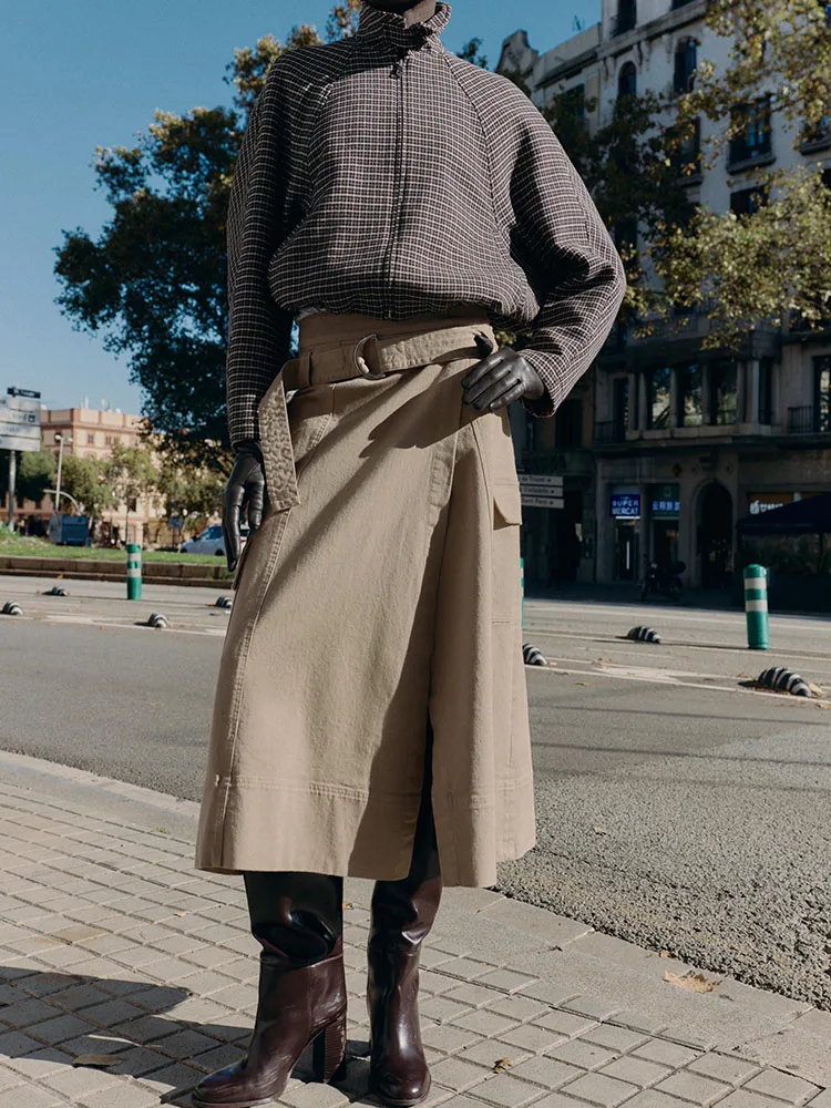 

Моющаяся рабочая одежда с высокой талией, юбка-миди для женщин, зимнее новое поступление, милый костюм с поясом Ele Sle, китайский этнический сценический костюм