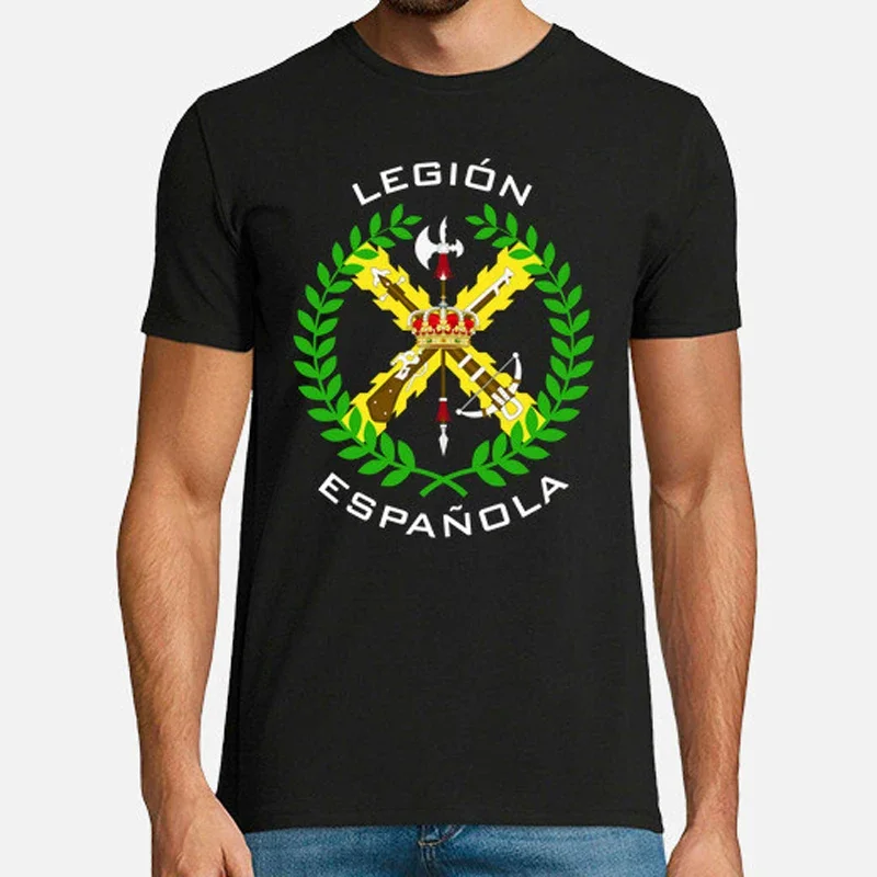 Legión Española. Burgundy Cross Spanish Legion Emblem T-Shirt Short Sleeve Casual 100% Cotton O-Neck Summer Mens T-shirt