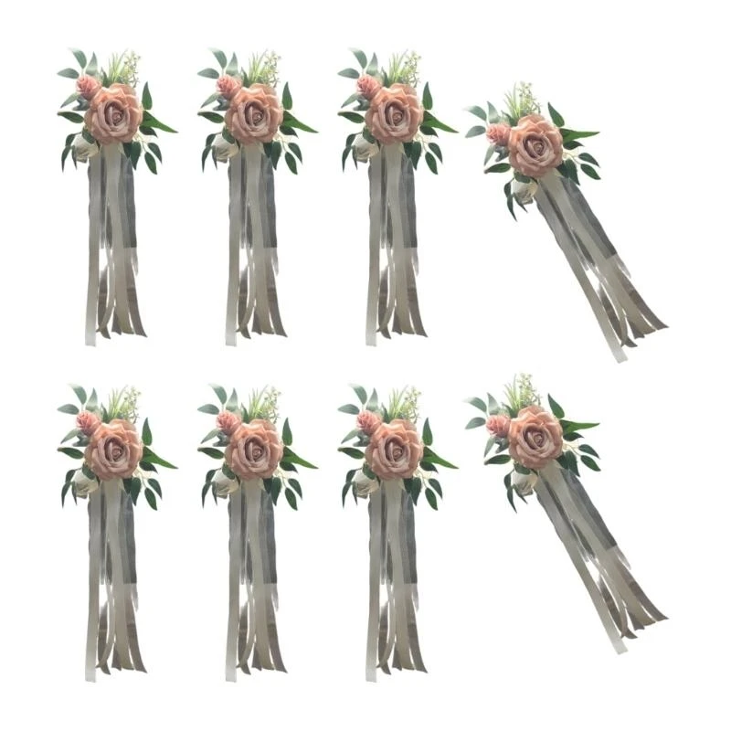 教会のベンチのための6つの豪華なピューの花の花の飾り式飾りエレガントな椅子バックフローラル装飾
