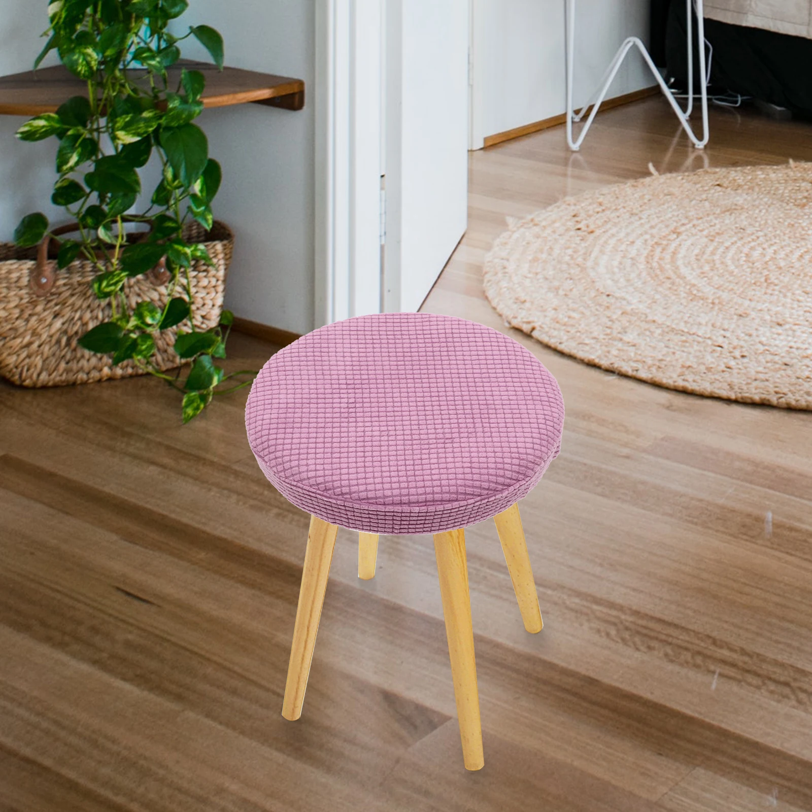 

Chair Cover Round Stretch Elastic Seat Covers Dining Office Barstool Protector Dustproof Decorative Spandex for Wedding