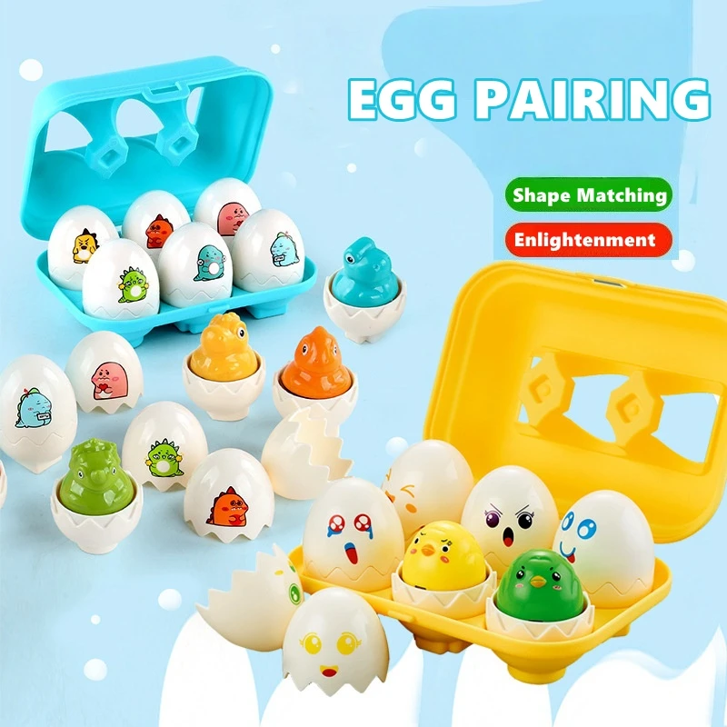 6pcs Baby Montessori Smart Egg Pairing Educational Toys Creative Dinosaur Eggs Color Shape Matching Fun Interaction Toy Gifts