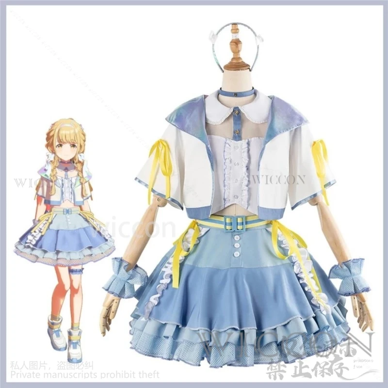 Anime THE IDOLM@STER Kotone Fujita Cosplay Costume Wig Athletic Lolita Blue Skirt Adult Woman Lovely Carnival Halloween Dress