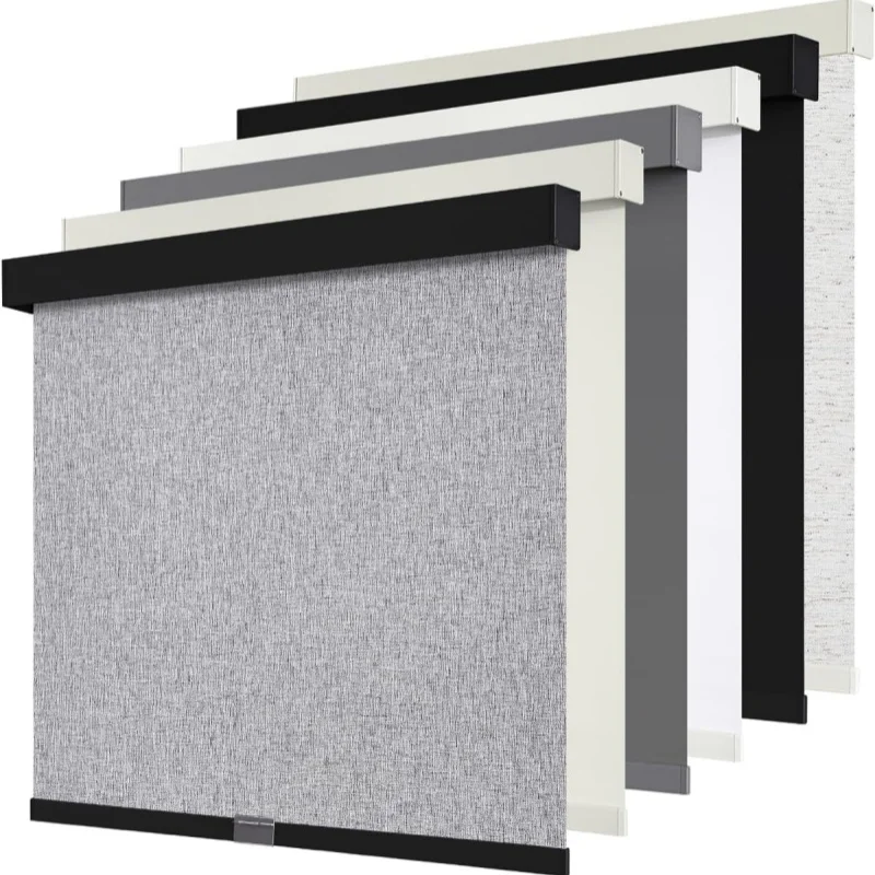 Persianas enrollables personalizadas de fábrica con cubierta cuadrada, varios colores, aislamiento térmico, control manual, sin cable, para oficina