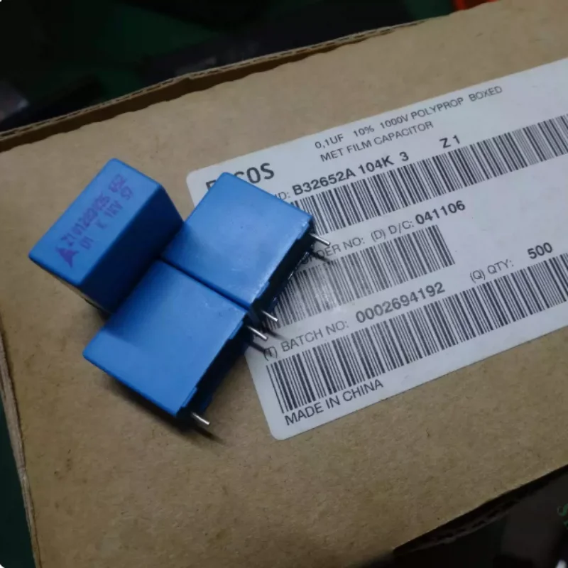 10pcs-100pcs EPCOS 0.1uf/1000v 100nf u1 104 New 15MM Thin Film Capacitor B32652A104K3