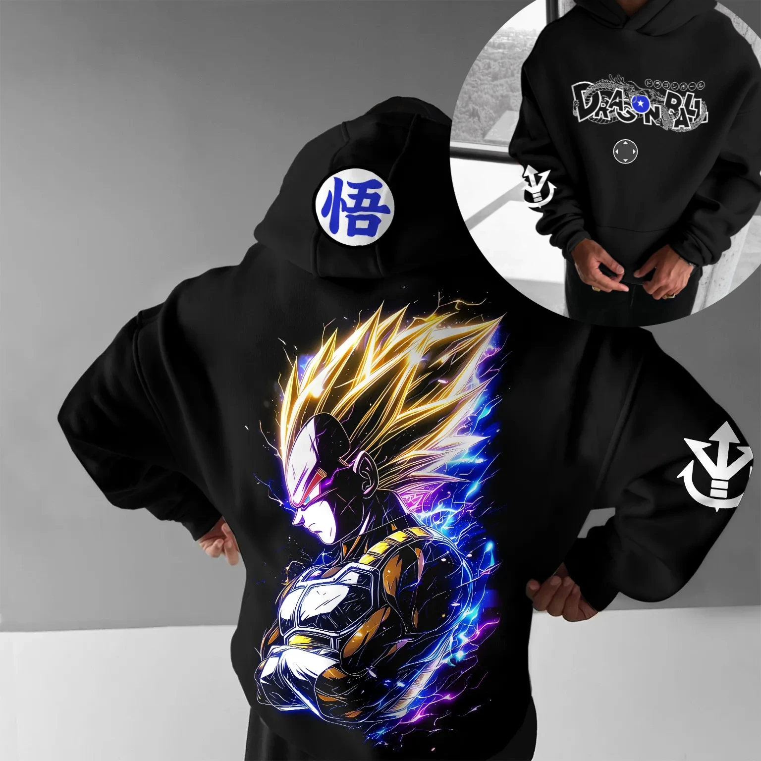 

Одежда для родителей и детей, осенне-зимняя японская горячая кровавая анимация, толстовка с капюшоном Dragon Ball, мужской топ для пар
