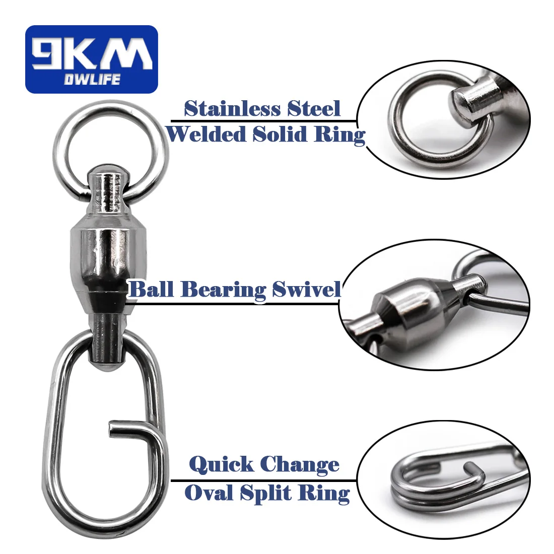 Fishing Swivels Snap Ball Bearing Swivel 25~100Pcs Stainless Split Ring Fishing Snap Rolling Swivel Carp Fishing Lure Connectors