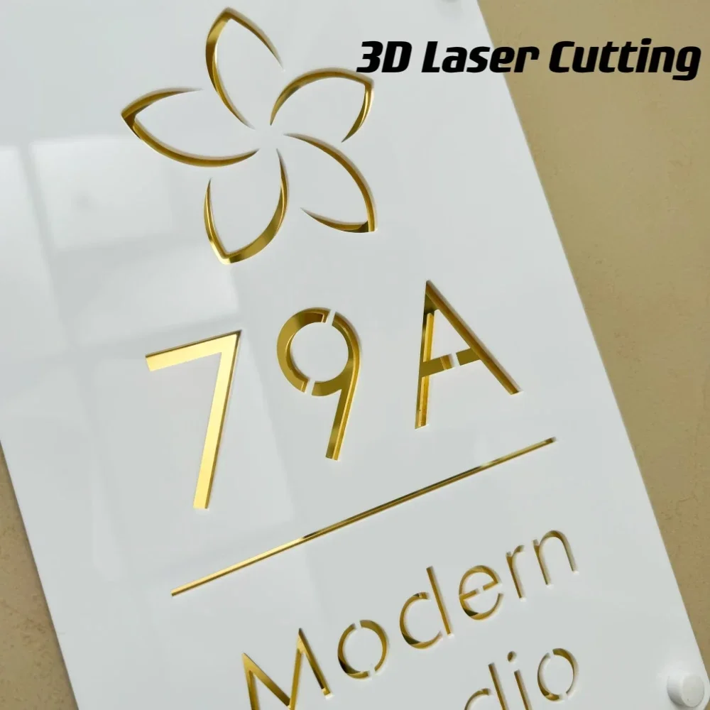 Modern Acrylic House Number Door Plates Customize Laser Cut Icon Letter Family Name for Shop Bar Apartment Villa Hotel Mailbox