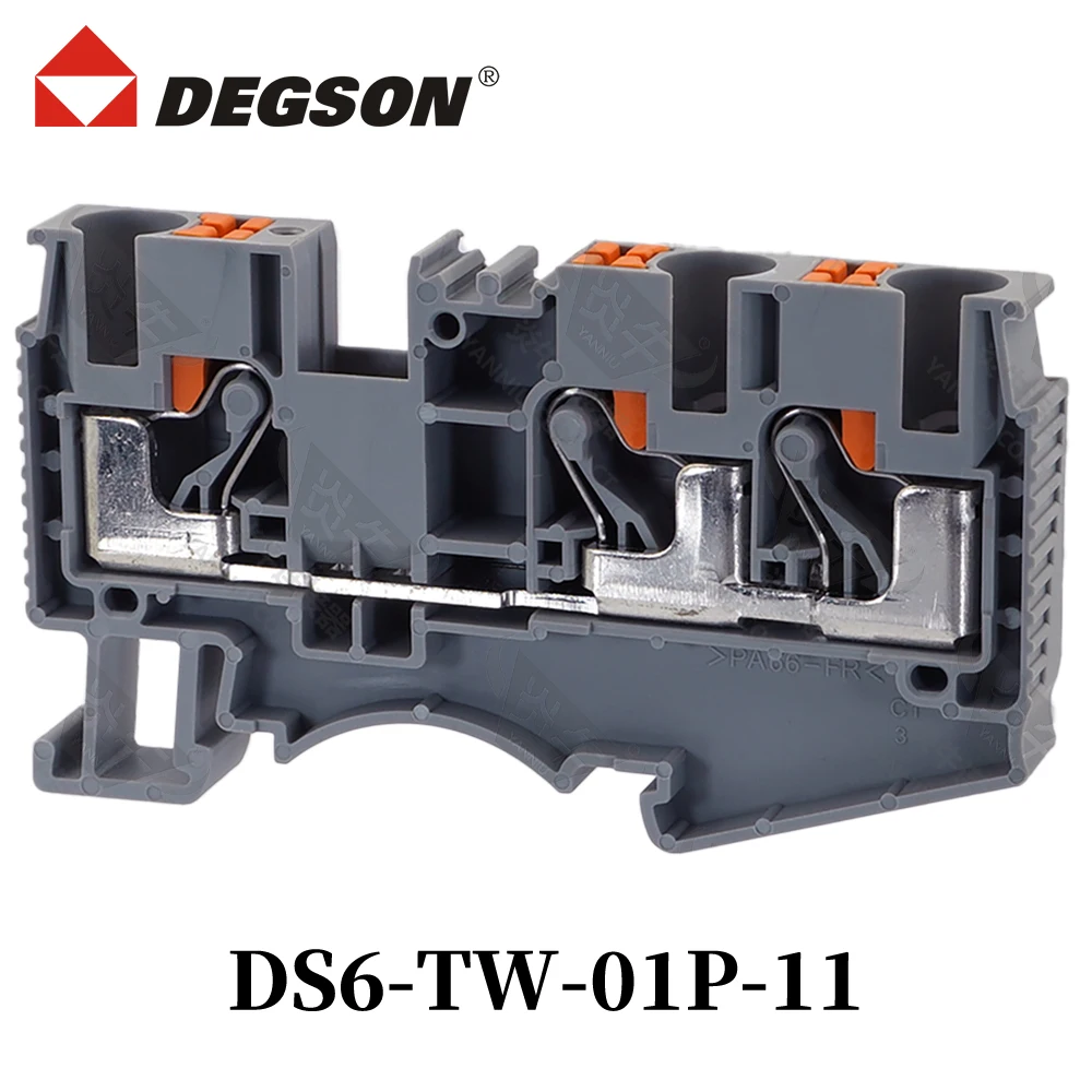 10Pcs DEGSON DS6-TW-01P-11-00ZH DS6-TW-PE D-DS6-TW Din rail terminal blocks Connector DS6-TW 01P Phoenix Contact  RoHS 41A 1000V