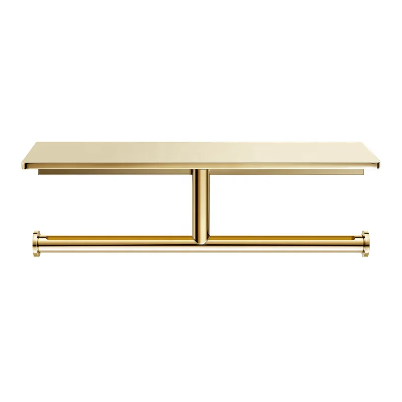 Bathroom gold double toilet paper roll holder