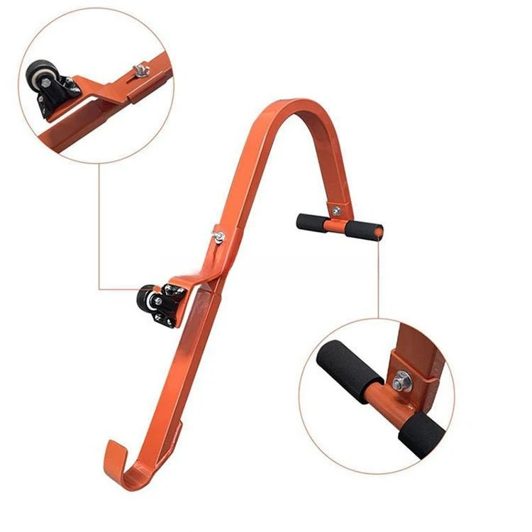 Ladder roof hooks with wheels, 2-piece heavy duty steel ladder stabilizer