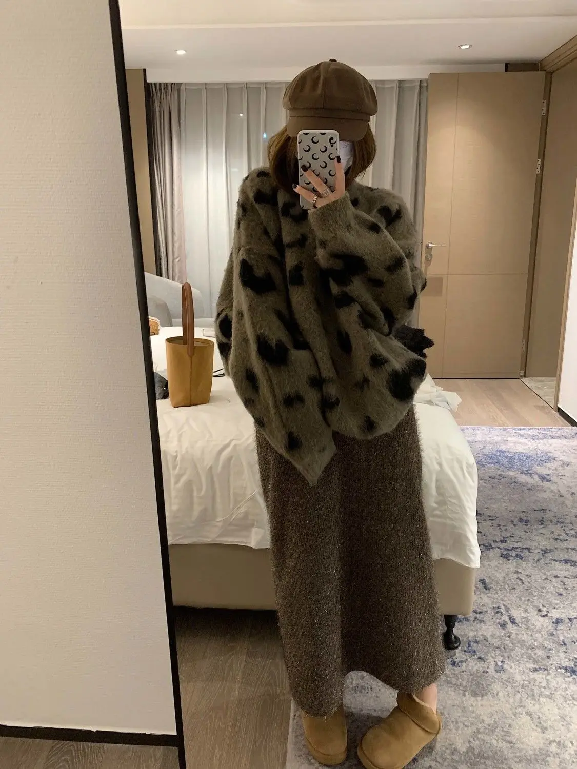 Nova manga comprida em torno do pescoço camisola casaco feminino estilo preguiçoso meados de comprimento camisola de malha topo