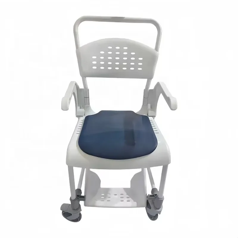 Universal Shower Chair for Elderly and Disabled Aluminum Frame Bath Seat with Transfer Wheels Indoor Outdoor Toilet Safety