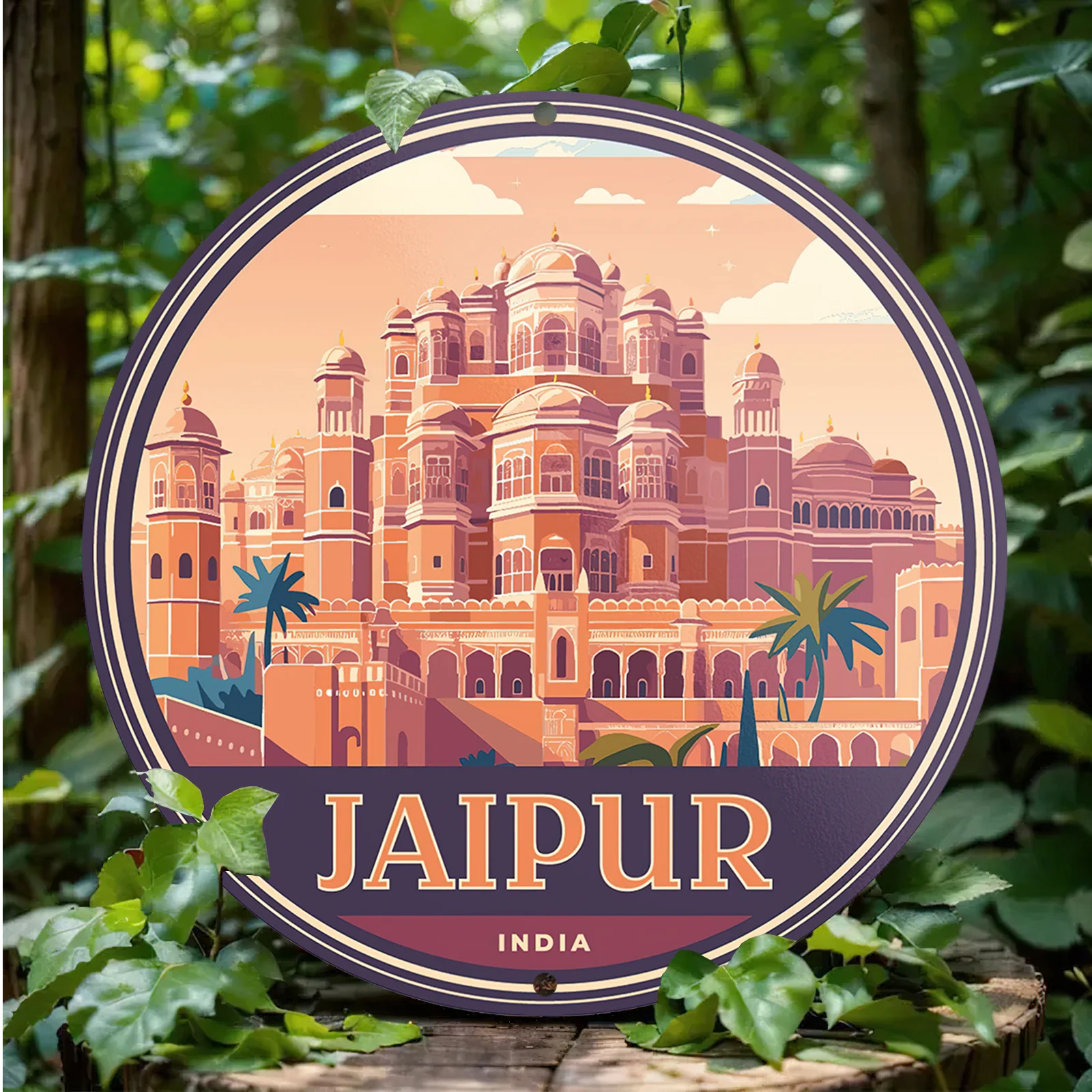 Vintage 8x8 Inch 20x20cm Aluminum Wall Art Sign: Jaipur, India - Scratch, UV & Flame Resistant with Anti-Graffiti Finish - Artis