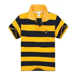 High Quality Children Lapel Striped Cotton T-Shirt Boy Polo Shirt Short Kids Seeve Shirt 3-14 Years Old