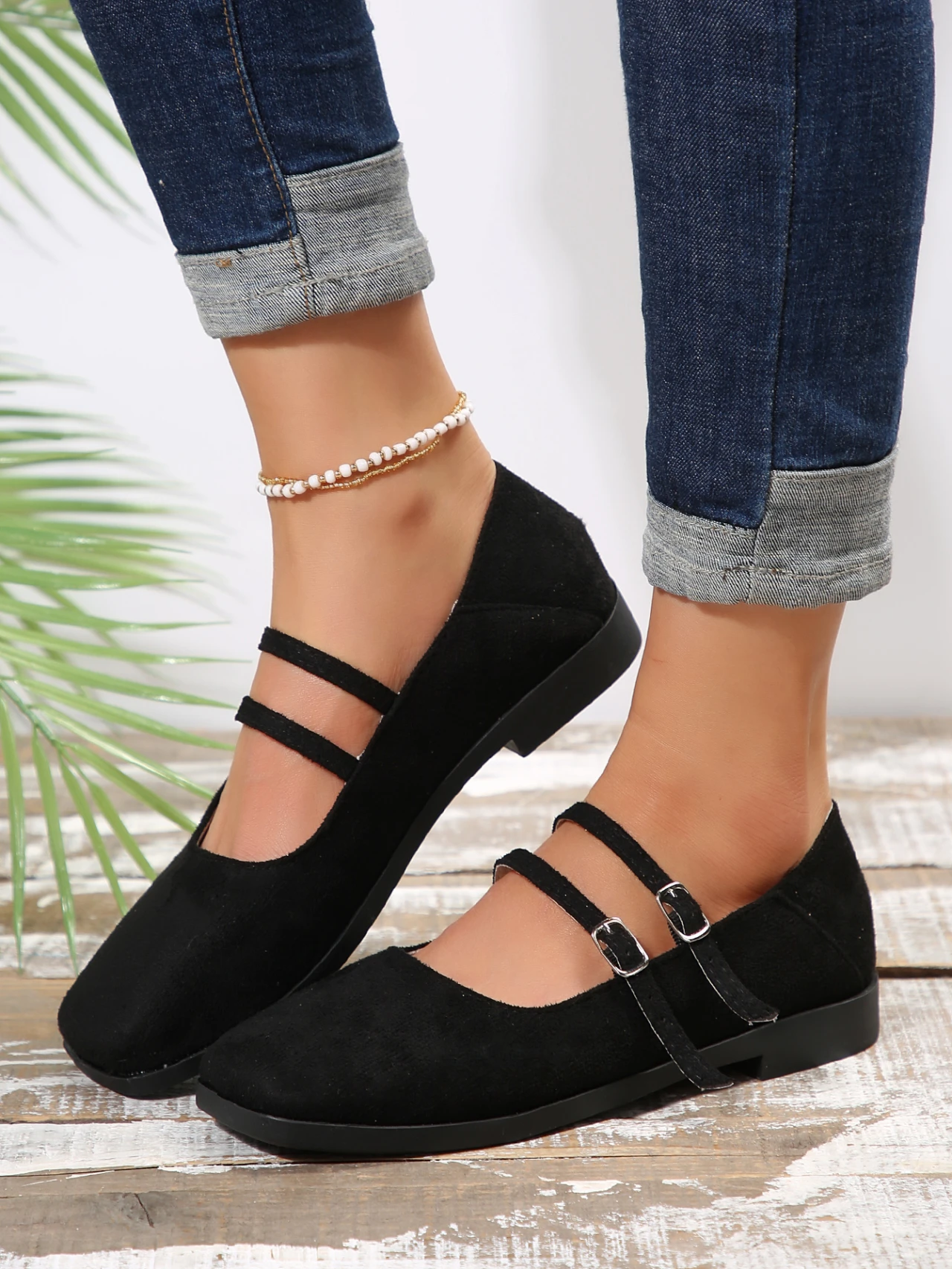 Square Toe Women Mary Jane Shoes Fashion Shallow Ladies Casual Soft Sole Flats 2024 Spring Women's Comfort Ballerinas Shoes