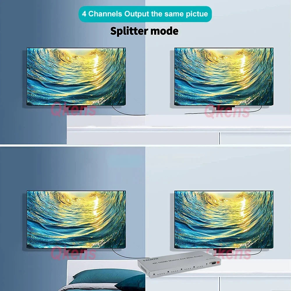 Imagem -04 - Matriz Hdmi com Extrator Audio Comutador Video em Saídas Hdcp2.2 Edid Rs232 para Ps4 pc à Tevê Hdr 3d 1080p 60hz