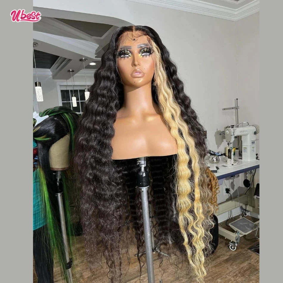 

613 Highlight 100％ Human Hair Loose Deep Wave 13x6 13x4 Lace Front Wigs PrePlucked Brazilian Lace Closure Wigs for Black Women