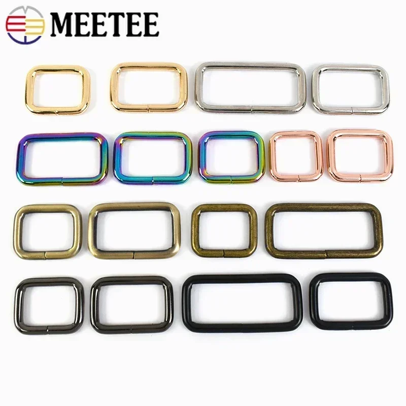 5Pcs Meetee 13-50mm Rectangle Metal O D Ring Buckles for Bags Webbing Belt Strap Shoes Adjuste DIY Hardware Sewing Accessories