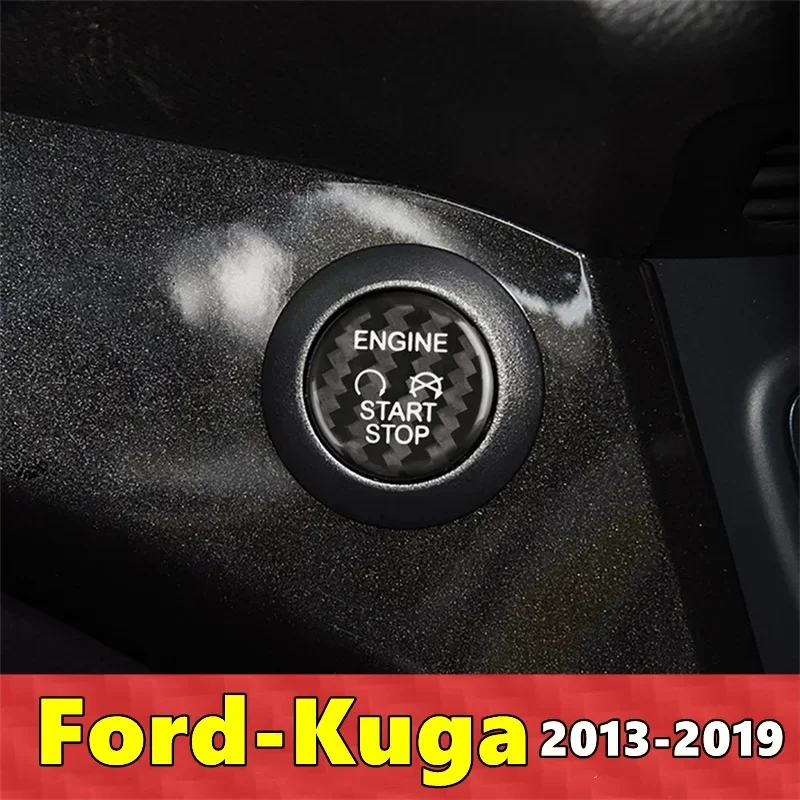 For Ford Kuga Car Engine Start Stop Button Cover Real Carbon Fiber Sticker 2013 2014 2015 2016 2017 2018 2019