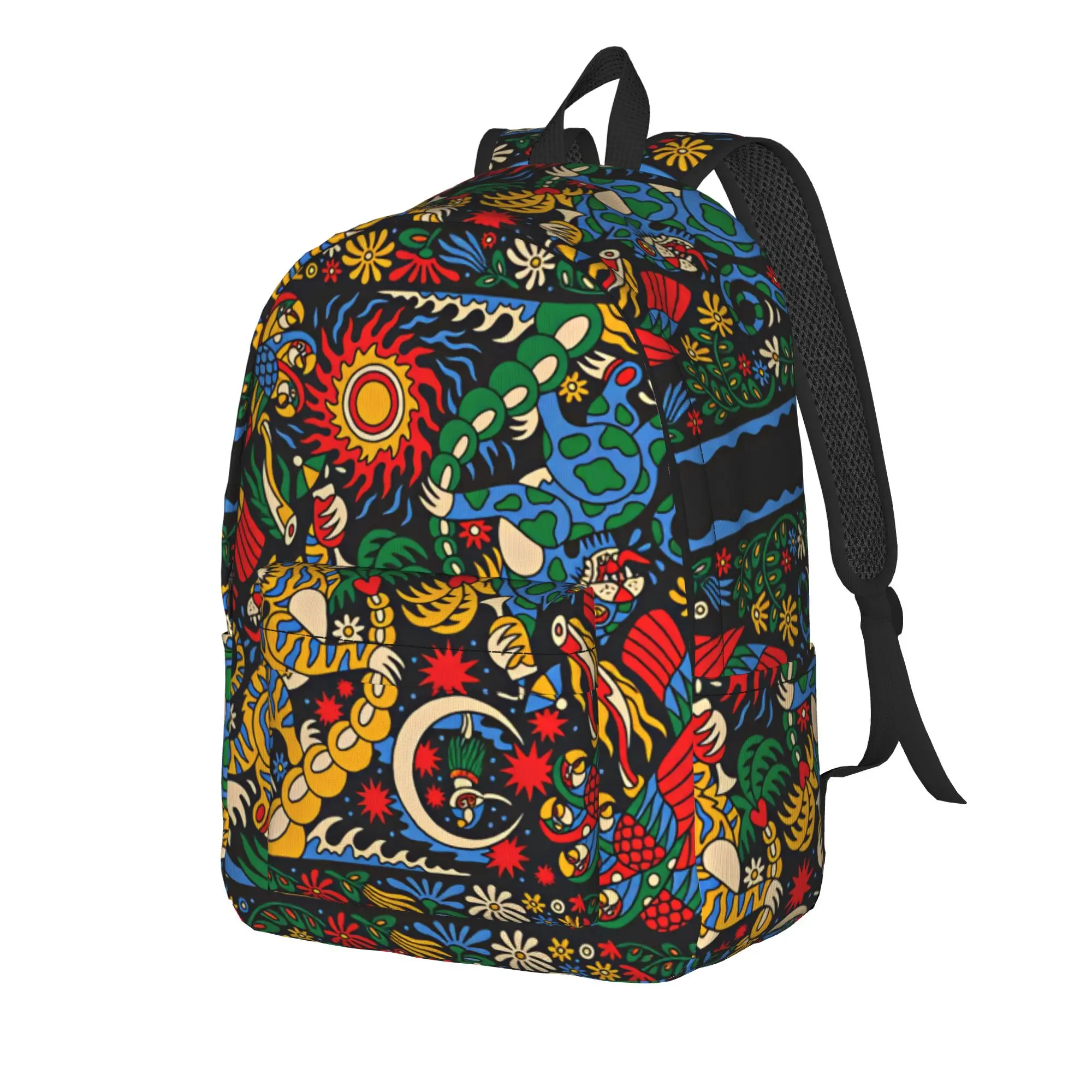 Red Teal Ethnic Floral Paisley Backpack  Hiking Backpacks Student Custom Soft High School Bags Streetwear Rucksack