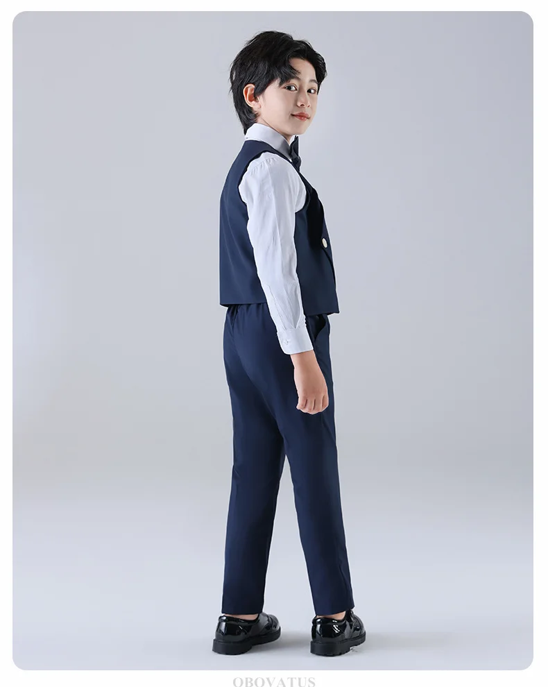 Luxuriöses Kinder-Anzug-Set für Teenager-Jungen, Hochzeit, Party, Jubiläum, Kleidungsset, 4-teilig, Kinder-Schuluniform-Outfit – Detail 6