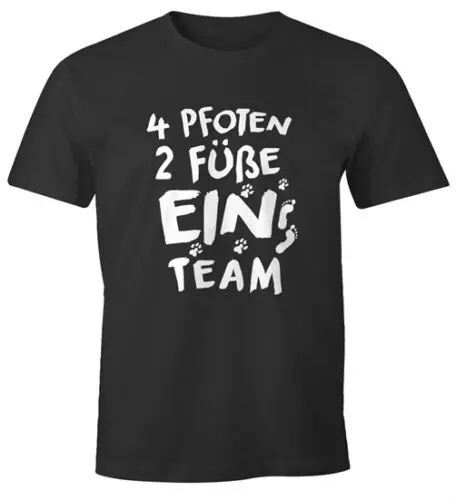 

Herren T-Shirt 4 Pfoten 2 Füße ein Team lustiges Hunde Motiv Gassi Shirt