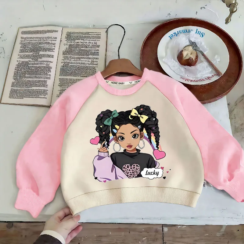 

Children's Clothing Baby Girls Casual Sweatshirts O Neck Pullover Spring Fall Dinosaur Printed Kids Spliced Long Sleeve Hoodies